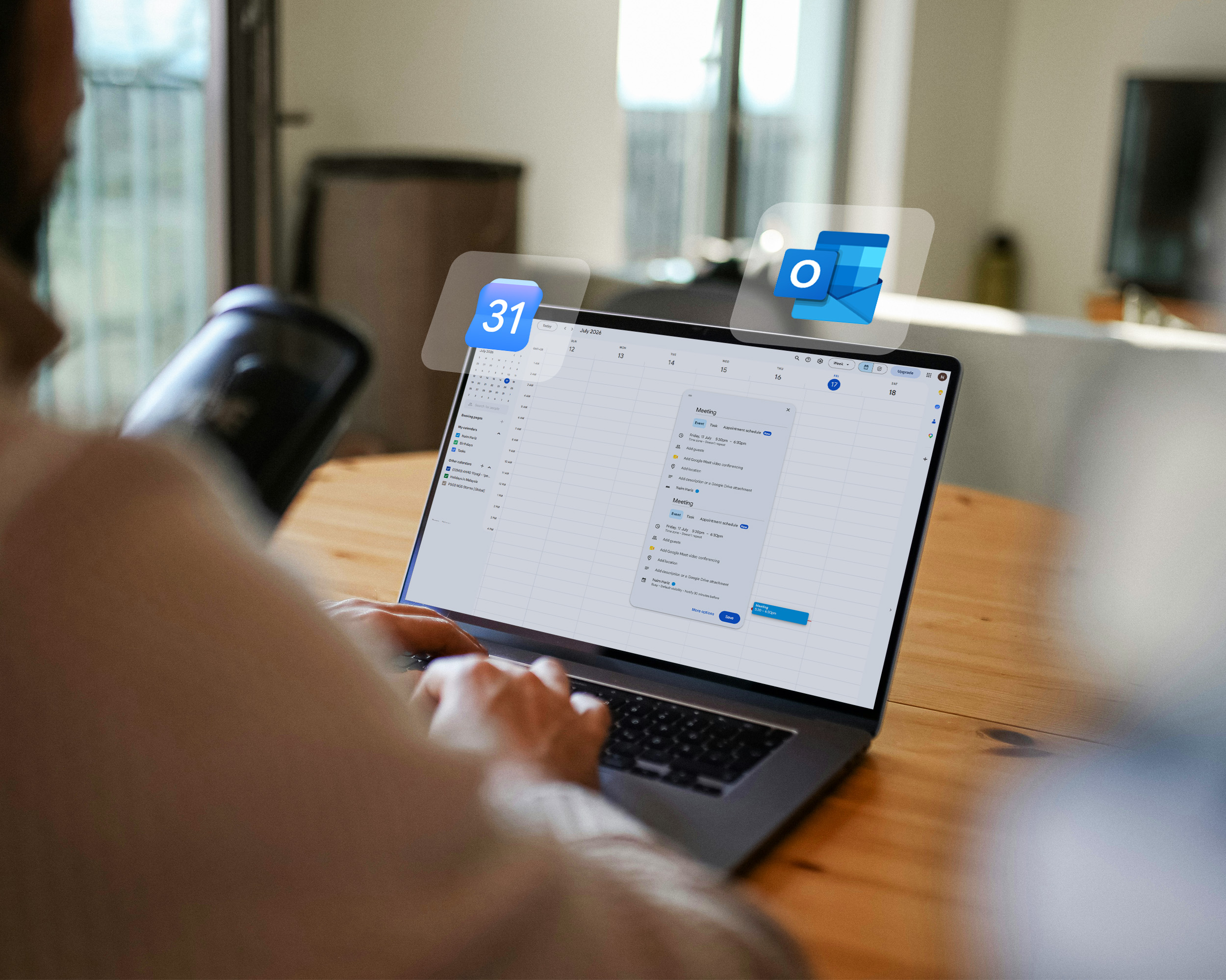 A calendar for booking meeting spaces