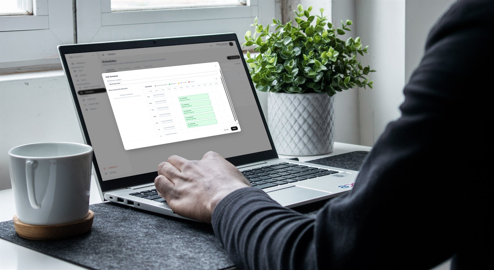 Hourglass representing scheduled access windows