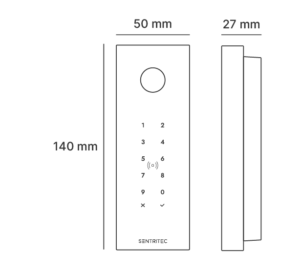Access Core Pro dimensions, 50 × 140 mm