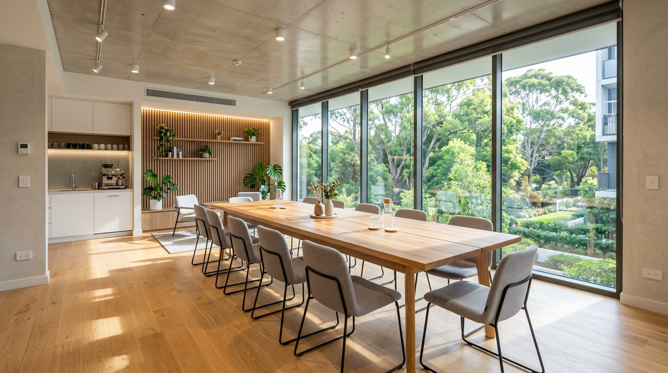 A meeting room booked through the app